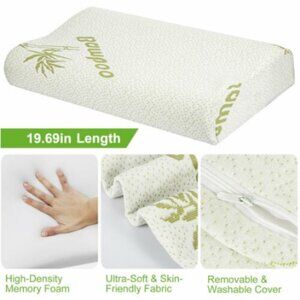 Bamboo Sleeping Orthopedic Memory Foam Pillow Contour Cervical Neck Support NWOT